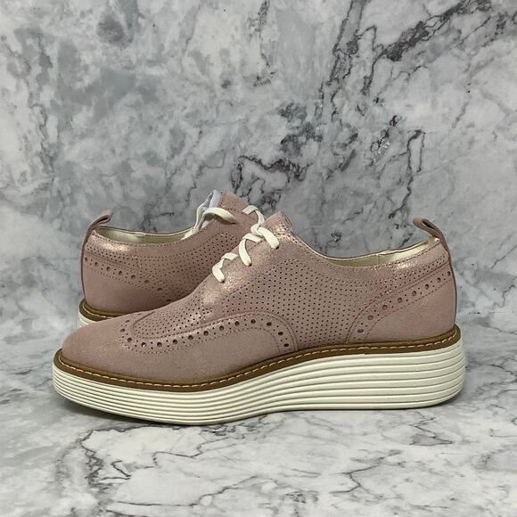 Cole Haan Size 6C Rose Gold Shimmer ØriginalGrand Platform Wingtip Oxford P18-30 - Picture 4 of 8